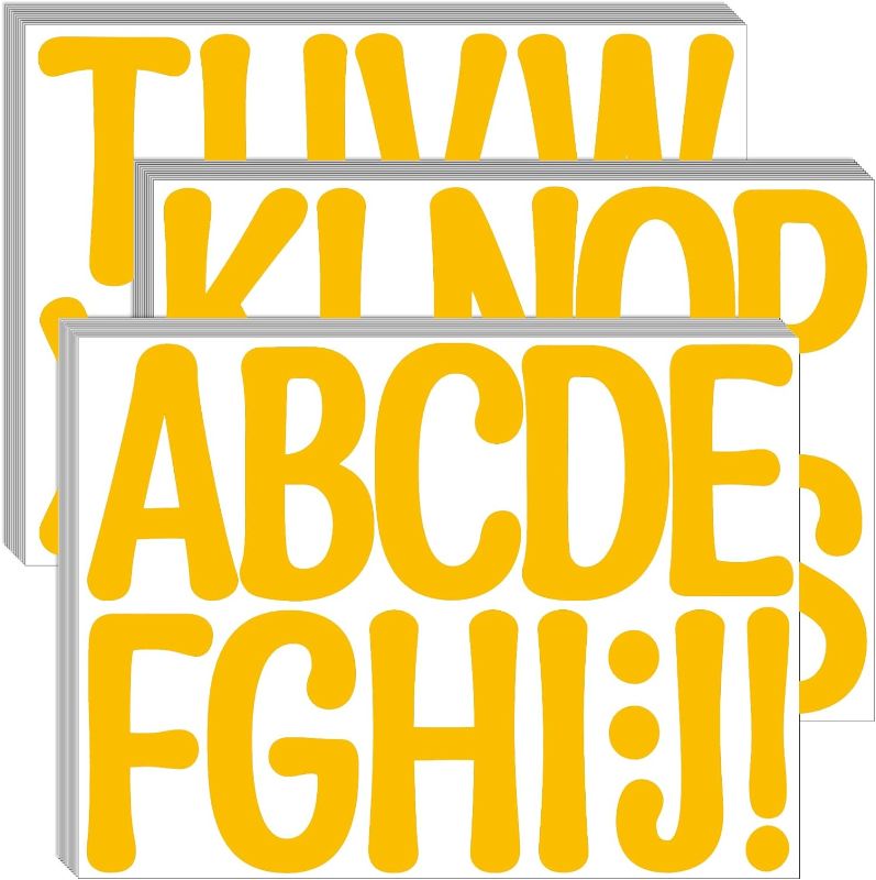 Photo 1 of 30 Sheets Large Letter Stickers 4 Inch Alphabet Letter Stickers Self Adhesive Stickers Letters for Bulletin Boards Classroom Home Decor(Yellow)