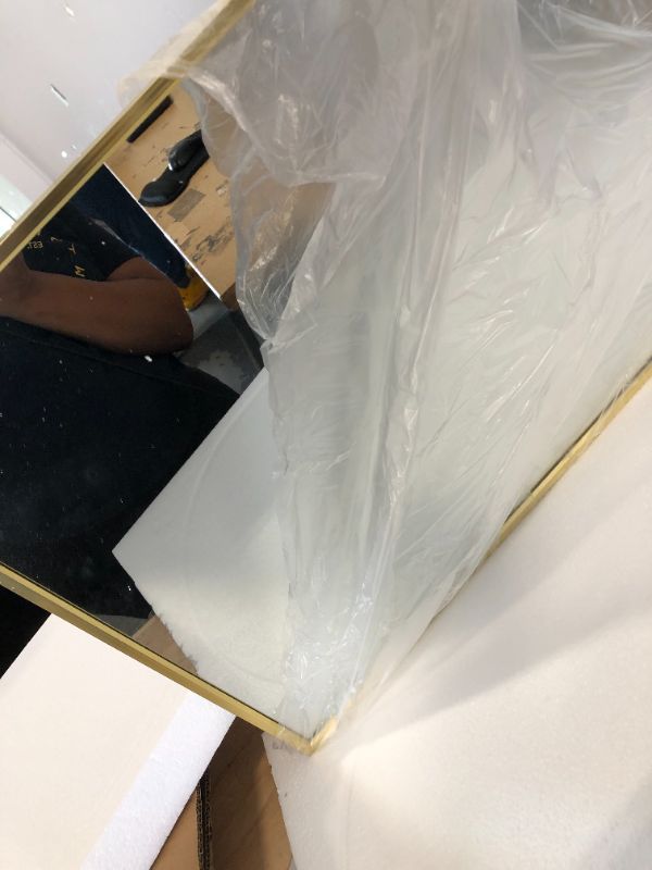 Photo 4 of ***USED** Gold Arch Mirror 16"x28", Arched Bathroom Mirror, Metal Framed Wall Mirrors for Vanity, Wall Mounted Entryway Mirror, Hallway Mirror Over Sink above Fireplace Dresser Nightstand Gold Frame Arch-16"x28"