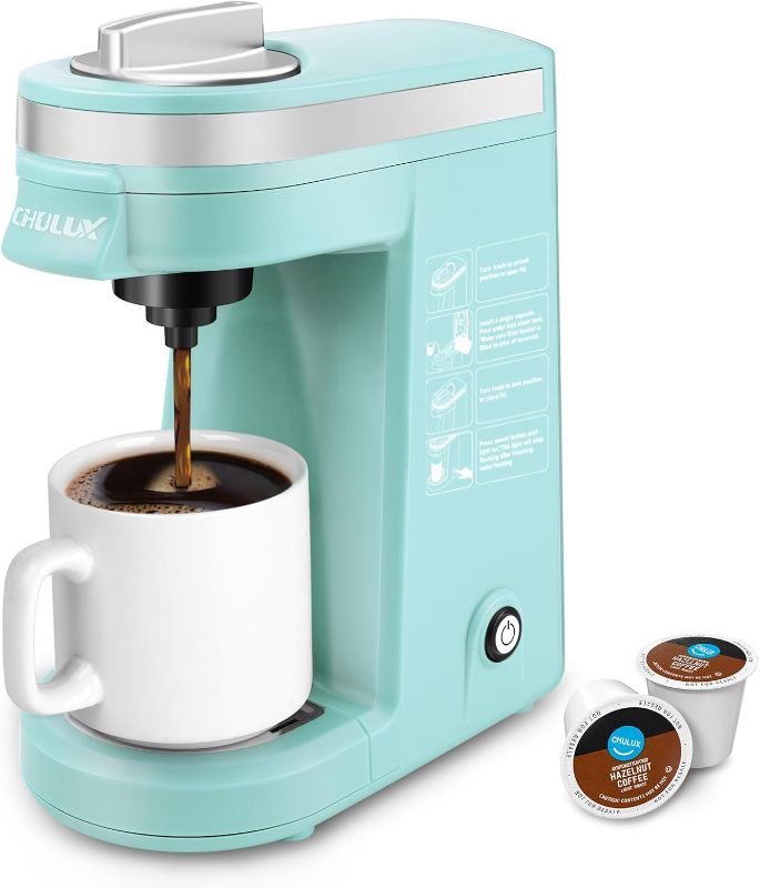 Photo 1 of *****DIRTY*** CHULUX Single Serve Coffee Maker, Mini Single Cup Coffee Machine for K Pod and Ground Coffee, Auto Shut-Off, Cyan