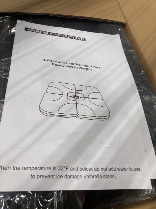 Photo 3 of 
Best Choice Products 4-Piece 155lb Capacity Heavy-Duty Cantilever Offset Patio Umbrella Stand Square Base Plate Set w/Easy-Fill Spouts for Water or Sand - Black