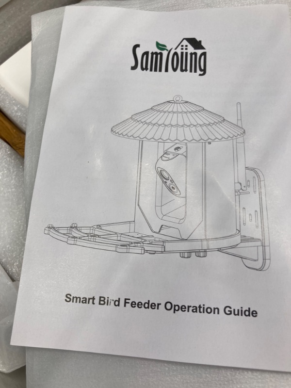 Photo 4 of ****USED** Samyoung Smart Bird Feeder with Camera AI Identify Bird Species, 4MP HD Auto Capture Bird Watching Cam, Live View, Instant Notifications with 32GB TF Card, Solar Powered Bird Camera, Wood Color