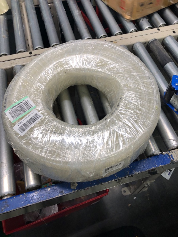 Photo 2 of 1’’ ID × 1-19/64" OD - 50 ft Clear Braided Hose Plastic Vinyl Tubing, High Pressure Flexible Reinforced PVC Tube for Transfer Water Air Oil, BPA Free & Non-Toxic 50 FT 1" I.D.