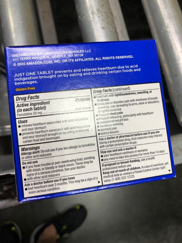 Photo 3 of Amazon Basic Care Maximum Strength Famotidine Tablets, 90 Count, Heartburn Prevention 90 Count (Pack of 1) EXP: 11/2024
