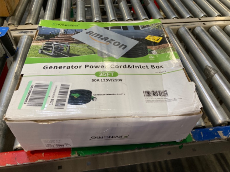 Photo 2 of 50 Amp Generator Cord and Pre-Drilled Power Inlet Box, 25FT Generator Cord 50 Amp 4 Prong, 125V/250V NEMA 14-50P / SS2-50R, 50 Amp Transfer Switch Kit for Generators, ETL Listed 25FT (Pre-Drilled)