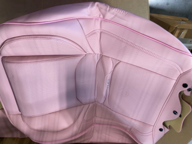 Photo 5 of ****USED***ONE OF THE FRONT SEAT COVER HAS A CUT ON IT** Full Coverage Leather Car Seat Covers Full Set Universal Fit for Most Cars Sedans Trucks SUVs with Waterproof Leatherette in Automotive Seat Cover Accessories (Full Set, Pink) Pink FULL SET