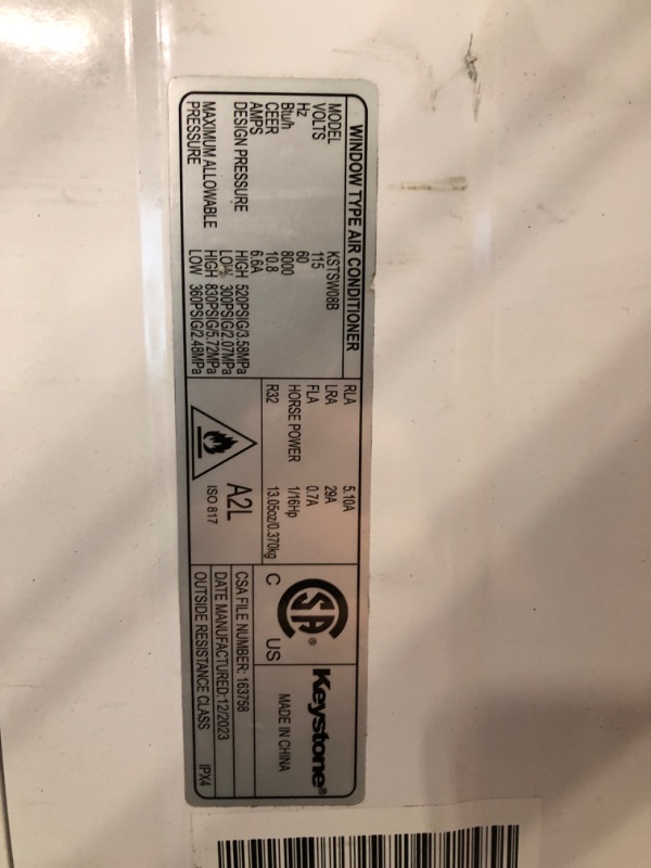 Photo 4 of ****USED** Keystone 8,000 BTU Slider Window Air Conditioner and Dehumidifier, 115V Air Conditioner Window Unit for Bedroom, Living Room, and Small-Medium Sized Rooms up to 350 Sq.Ft., 4-Way Air Direction Control
