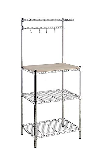 Photo 1 of Amazon Basics Kitchen Storage Baker's Rack with Removable Top, Chrome/Beige, 18"D X 24" W X 59"H
