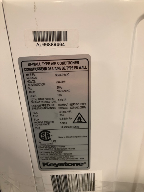 Photo 4 of ***USED**NOT IN ORIGINAL PACKAGE** Keystone 10,000 BTU Through the Wall Air Conditioner and Dehumidifier, 230V/208, Through the Wall AC Unit for Bedroom, Bathroom, Nursery, Small-Medium Sized Rooms up to 450 Sq.Ft., Quiet, High Efficiency
