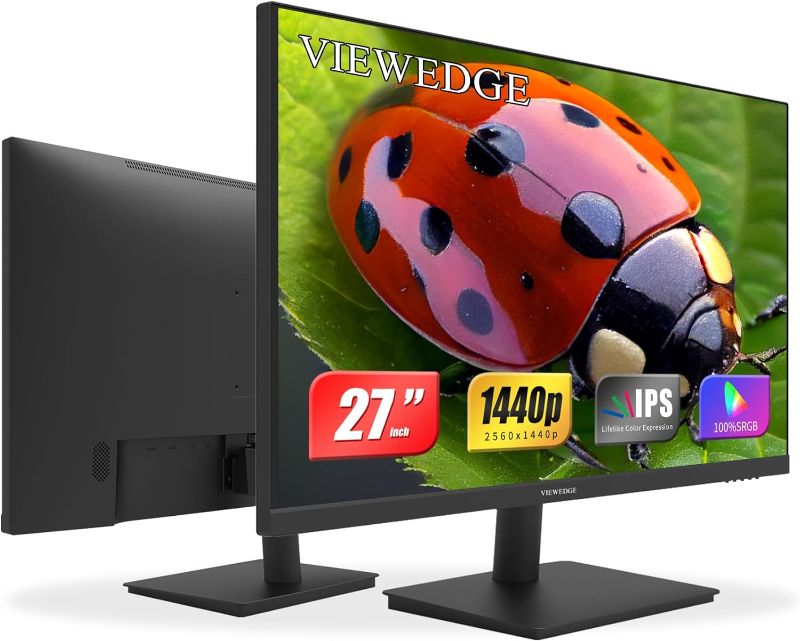 Photo 1 of 27 inch Monitor with 2K 2560 x 1440 IPS Panel 75hz | Computer Monitor 27 inch QHD with HDMI, DP and VESA Wall Mountable | Eye Protection PC 1440p Monitor for Working and Gaming