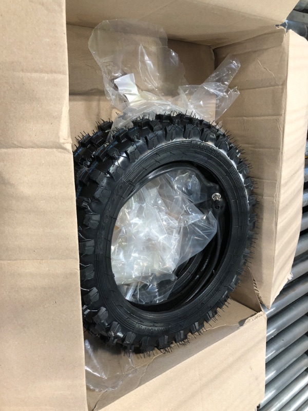 Photo 2 of (2 Set) 2.5-10" Off-Road Tire and Inner Tube Set - Dirt Bike Tire with 10-Inch Rim and 2.5/2.75-10 Dirt Bike Inner Tube Heavy Duty Replacement with Honda CRF50/XR50, Suzuki DRZ70/JR50 and Yamaha PW50