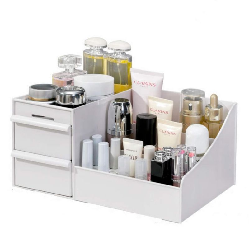 Photo 1 of ****WHITE**** Makeup Desk Organizer with Drawers - Countertop Organizer for Cosmetics, Vanity Holder for Lipstick, Brushes, Lotions, Eyeshadow, Nail Polish and Jewelry