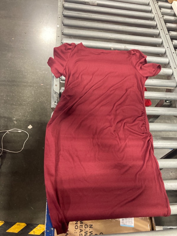 Photo 1 of ***SIMILAR***Peauty Maternity Maxi Dress Summer with Decorative Button (S-3XL)/Short Flutter Sleeve Flowy Dress Baby Shower Photoshoot Small Wine Red Without Pockets