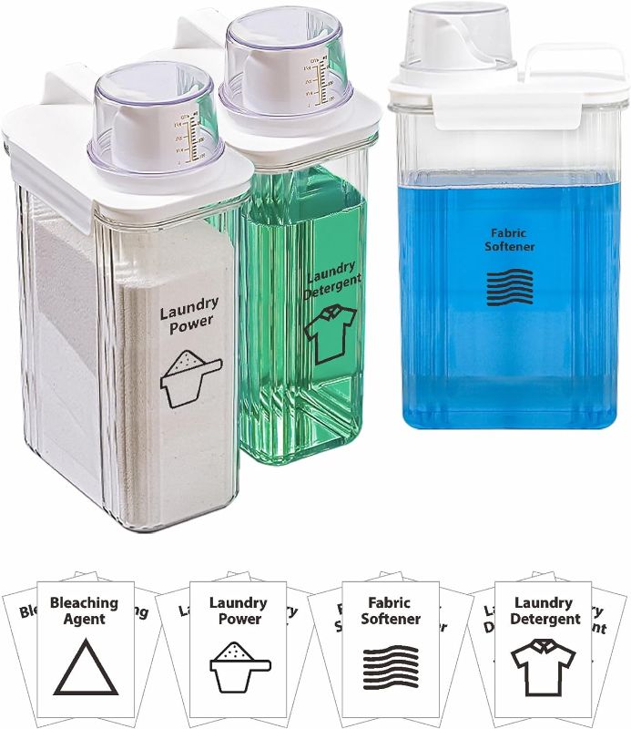 Photo 1 of [3 Pack] Leakless Liquid Laundry Detergent Dispenser for Laundry Room Organization and Storage,12 Removable Labels