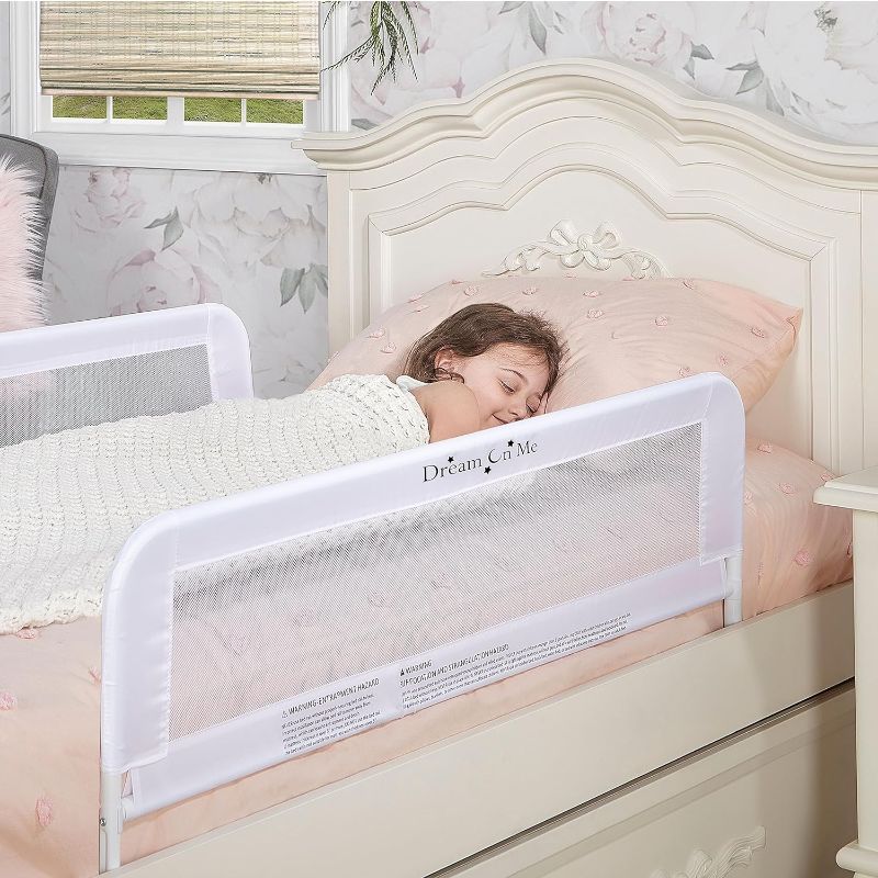 Photo 1 of ****USED** Adjustable Mesh Bed Rail in White, Two Height Levels, Breathable & Durable Fabric, Lightweight and Portable Bed Rail for Toddlers