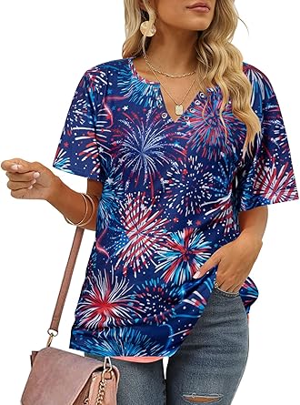 Photo 1 of ****NO RETURNS FINAL SALES**
BANGELY American Flag Shirt Women Red White and Blue Shirts Patriotic T-Shirts 4th of July Tops V Neck Summer Casual Tee Tops S.