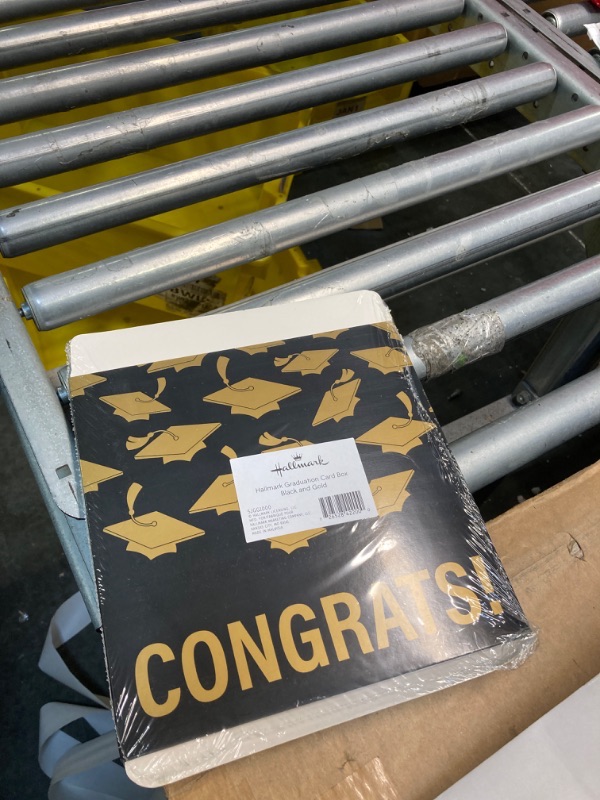 Photo 2 of ****NO RETURNS FINAL SALES**
Hallmark 8" Graduation Card Box (Gold and Black, Congrats!) Foldable Cardboard Box for Grad Parties and Open Houses Gold, Black