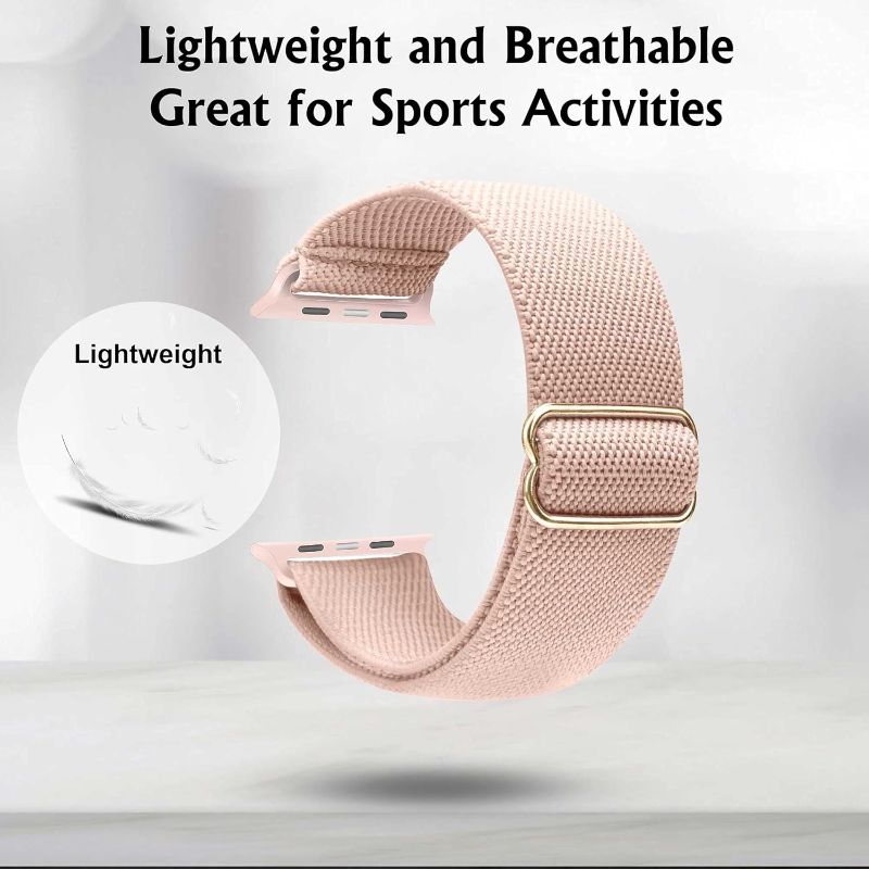 Photo 1 of Arae Stretchy Watch Band Compatible for Apple Watch Band 49 mm 45mm 44mm 42mm Comfortable Adjustable Sport Band for iWatch Series 9 8 7 6 5 4 SE 3 2 1 Ultra 1 2 Women Men - Bright Pink