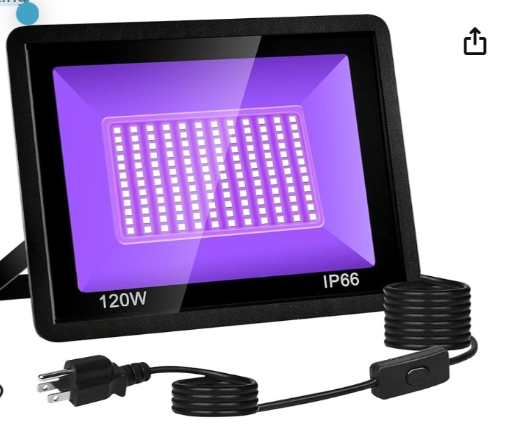 Photo 1 of 150W 395nm UV Black Light, Outdoor IP66 Waterproof, with Switch UV Lighting, Fluorescent Light, Used for Black Light Parties, Screen Printing, Aquariums, Fluorescent Posters, Body Painting