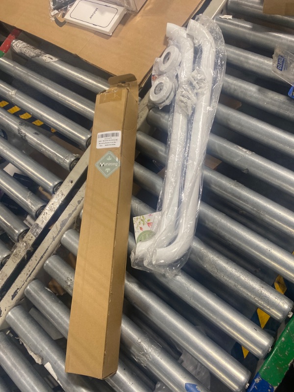 Photo 1 of 2 Pack 24 Inch Anti Slip Shower Grab Bar Oil Rubbed White 1.25" Diameter,Munzong Bathroom Grab Bar, Knurled Bathroom Balance Bar,Safety Hand Rail Support Handicap Elderly Senior Assist Bath Handle 24inch-2 Pack White