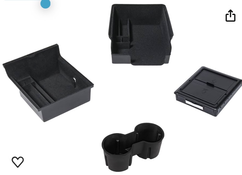 Photo 1 of Carwiner 4 PCS Center Console Organizer Tray and Cup Holder Insert Compatible with 2021-2023 Tesla Model 3Y, Flocked/Silica Rubber Armrest Hidden Cubby Drawer Storage Box Interior Accessories