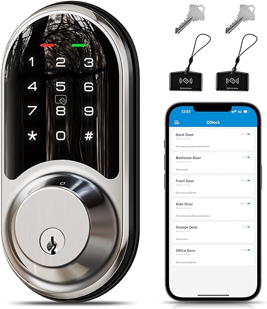 Photo 1 of Veise Smart Lock, Keyless Entry Door Lock, Smart Locks for Front Door with App Control, Electronic Digital Lock with Touchscreen Keypad Set, Smart Deadbolt, Auto Lock, Easy Installation, Satin Nickel