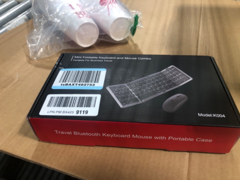 Photo 1 of Foldable Keyboard and Mouse, EDJO Wireless Keyboard Mouse Combo with Portable Case, Rechargeable 2.4G+Bluetooth Multi-Device Keyboard Mouse for Windows, iOS, Android, MacOS PC/Laptop/Tablet