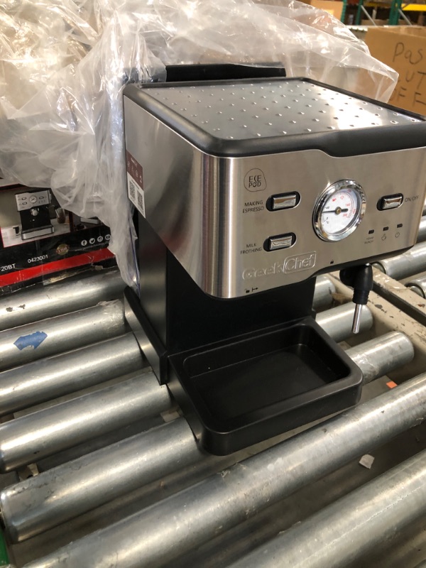 Photo 3 of Geek Chef Espresso Machine, Espresso and Cappuccino latte Maker 20 Bar Pump Coffee Machine Compatible with ESE POD capsules filter&Milk Frother Steam Wand, for Home Barista, 950W, 1.5L Water Tank  ***USED***FOR PARTS ONLY***AS IS ALL SALES ARE FINAL*** 