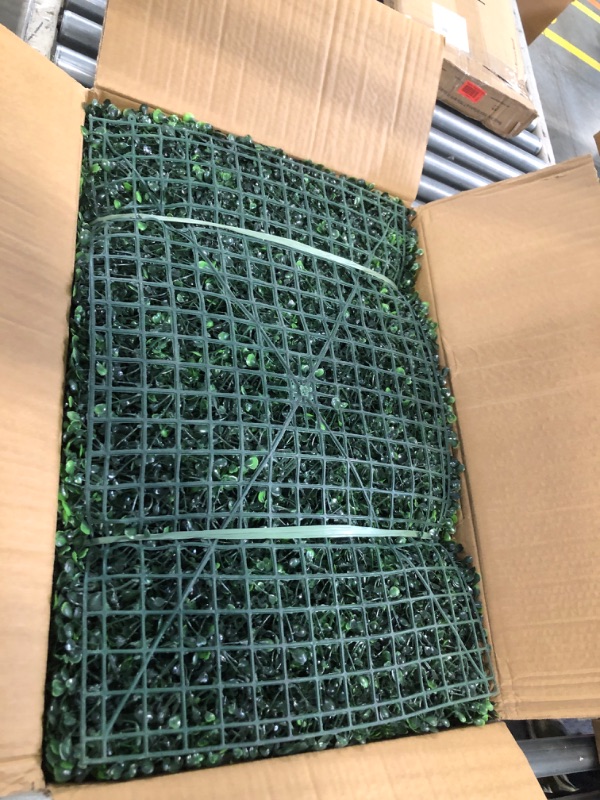 Photo 1 of 12 Pcs 24"x 16" Artificial Grass Wall Panels Boxwood Hedge Panels for 31 SQ Feet with 100 Zip Ties Greenery Backdrop Wall Decor for Outdoor Indoor Garden Fence Backyard (Style F)