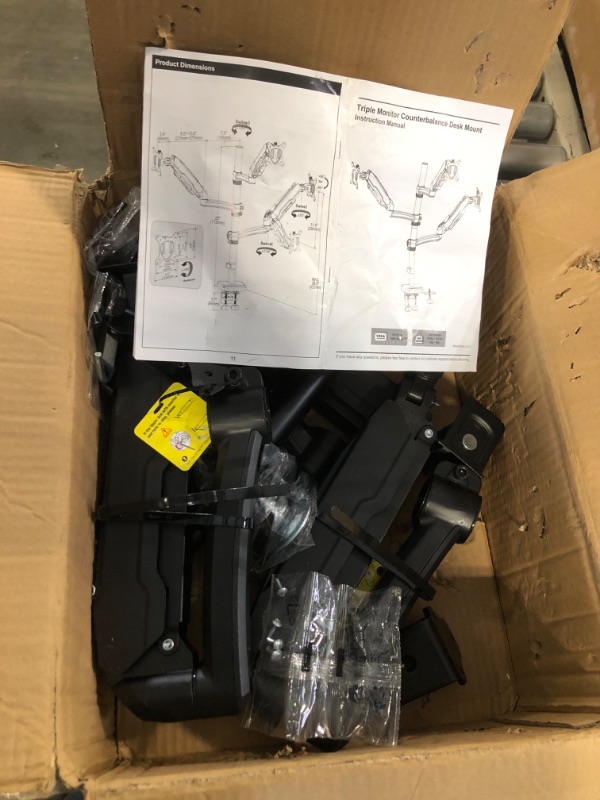 Photo 1 of MOUNT PRO Triple Monitor Desk Mount - Articulating Gas Spring Monitor Arm, Removable VESA Mount Desk Stand with Clamp and Grommet Base - Fits 13 to 27 Inch LCD Computer Monitors, VESA 75x75, 100x100