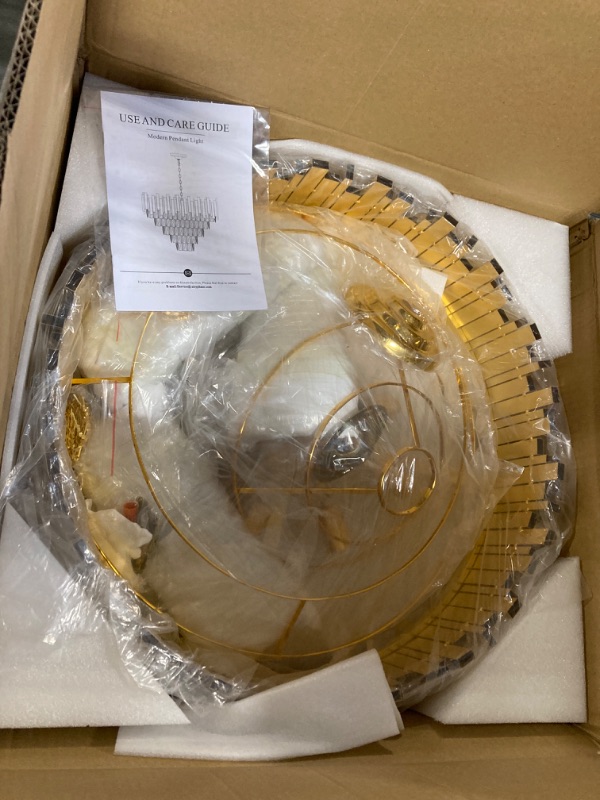 Photo 1 of 24" Gold Crystal Chandelier Big Round Modern Luxury K9 Crystal Chandelier for Dining Room Large 5 Tiers Chandelier for Living Room Foyer Entryway