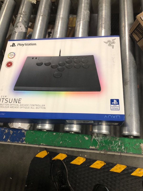 Photo 2 of ***FOR PARTS ONLY NO RETURNS***Razer Kitsune All-Button Arcade Controller: For PS5 / PlayStation 5 & PC - Low-Profile Optical Switches - Slim Form Factor - Removable Top Plate - Chroma RGB Lighting - USB Type C - Black