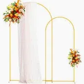 Photo 1 of **FOR PARTS**Metal Arch Backdrop Stand Gold Wedding Arch Stand Set of 2 (7.2FT/6FT) Square Arched Frame for Birthday Party Graduation Ceremony Decoration