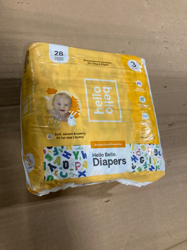 Photo 2 of Hello Bello Premium Baby Diapers Size 3 27 Count of Disposable, Extra-Absorbent, Hypoallergenic, and Eco-Friendly Baby Diapers with Snug and Comfort Fit Alphabet Soup