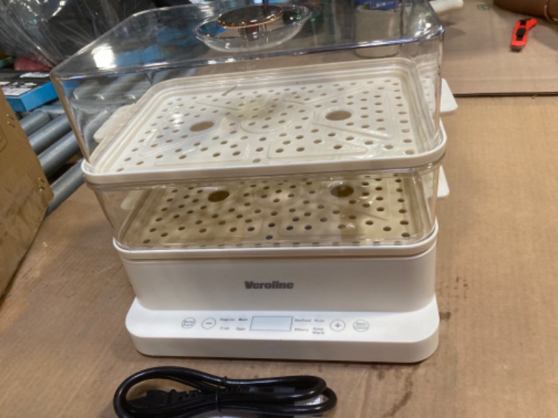 Photo 3 of *** NOT FUNCTIONAL**** SELLING AS PARTS*** NO RETURN****
Electric Food Steamer for Cooking, 6.4Qt Vegetable Steamer with 2-Tier BPA-Free Steam Trays, Quick Simultaneous Cooking for Veggies, Meats, Rice, Seafood, 500W Heating, 24H Delay Start Timer ****USE