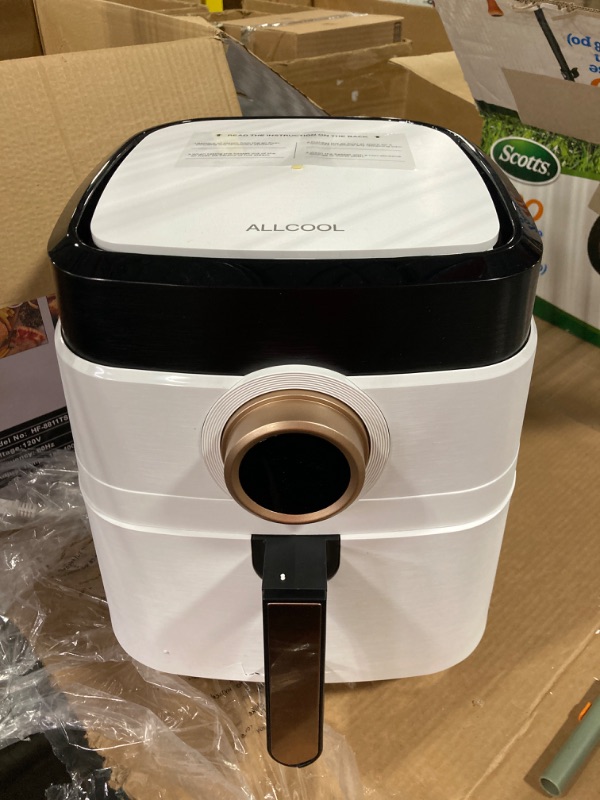 Photo 3 of *** MAJOR DAMAGED***
Air Fryer, ALLCOOL Airfryer Oven 8QT Large Air Fryer 1700W 8-in-1 with Touch Screen Air Fryers Dishwasher Safe Nonstick Tray Freidora de Aire 32 Recipes BPA & PFOA Free White Air Fryer White-1