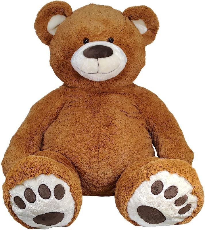 Photo 1 of 59" Tall (5 Feet) Giant Plush Brown Teddy Bear with Embroidered Paws and Smiling Face