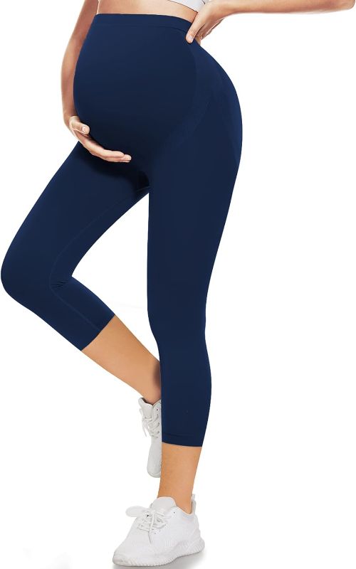 Photo 1 of Maternity Capri Leggings Over The Belly Buttery Soft Butt Lift Pregnancy Workout Pants Active Wear for Women Small LAVENDER  