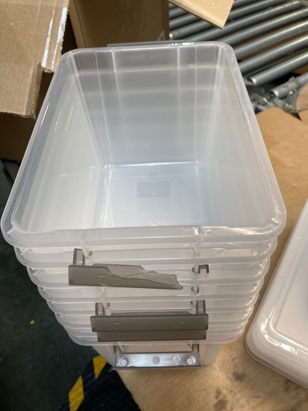 Photo 5 of 5 Quart Latching Box, Great Funtionality Plastic Storage Bin with Lid (8 Packs) ***USED***CRACKED HANDLES**** 