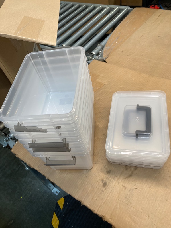 Photo 4 of 5 Quart Latching Box, Great Funtionality Plastic Storage Bin with Lid (8 Packs) ***USED***CRACKED HANDLES**** 