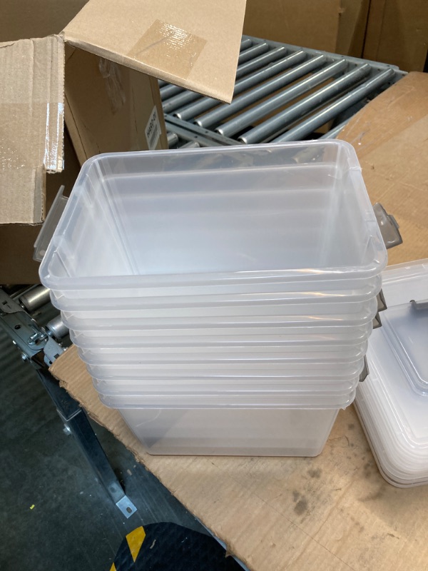 Photo 3 of 5 Quart Latching Box, Great Funtionality Plastic Storage Bin with Lid (8 Packs) ***USED***CRACKED HANDLES**** 