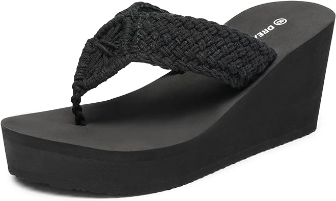 Photo 1 of DREAM PAIRS Women's Platform Flip Flop Arch Support Comfortable Woven Strap Soft Cushion Wedge Flip Flops Summer Thong Sandals - 8