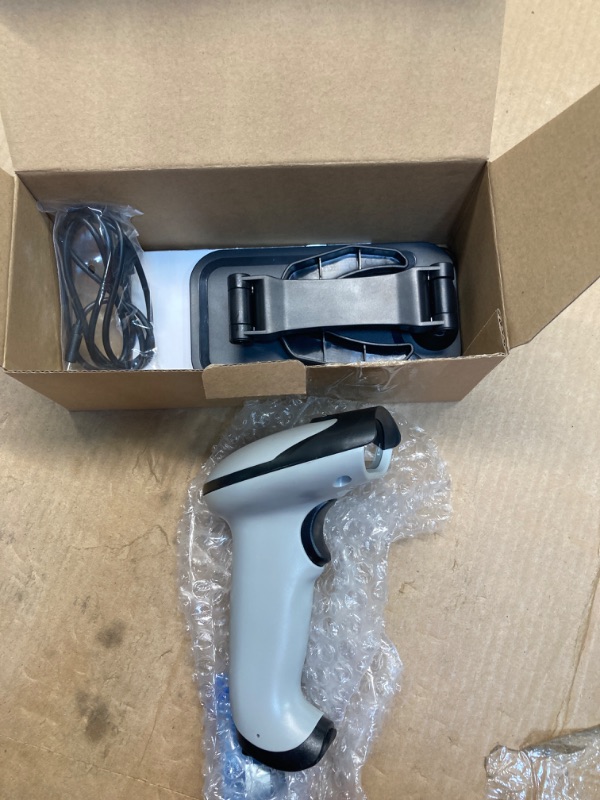 Photo 1 of 1D Laser Barcode Scanner Wireless, JRHC Bar Code Scaners with Stand 2.4G Wireless & USB Wired Connection Plug and Play Handheld Bar Code Reader