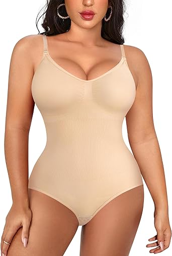 Photo 1 of Irisnaya Women Slimming Bodysuits Shapewear Tops Tummy Control Body Shaper Spaghetti Strap Camisole Leotards Bodycon Jumpsuit - XL/2XL