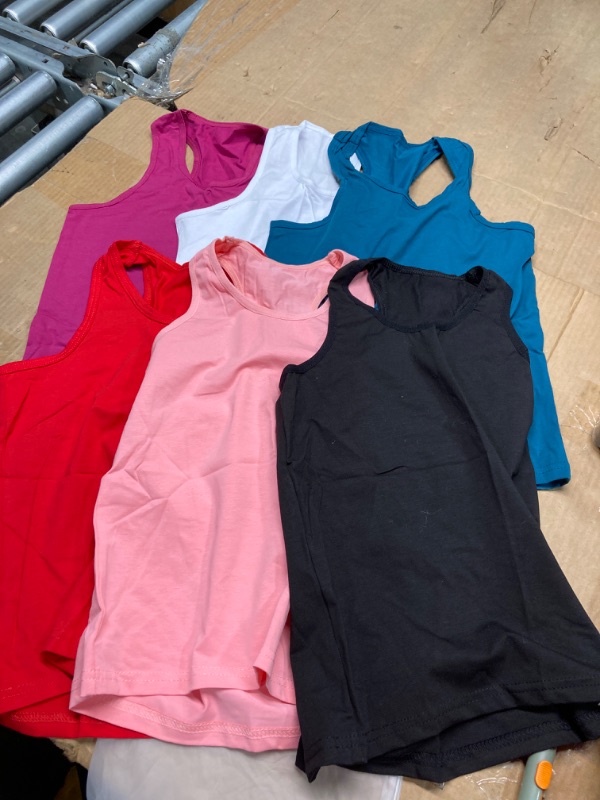 Photo 1 of 6 Pieces Girls Dance Tank Top Racerback Crop Tank Top Sleeveless Dance Top for Ballet Gymnastics Dancewear - XXL