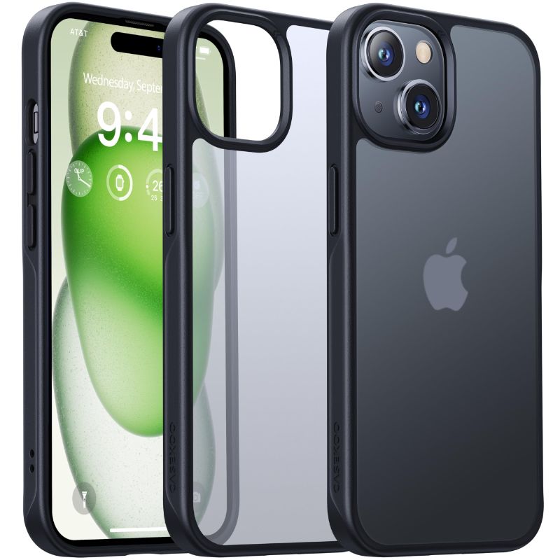 Photo 1 of **2PACK**CASEKOO Protective Black Designed for iPhone 15 Plus/ 14 Plus Case [10 FT Drop Protection] [Skin-Friendly Touch] Rugged Matte Back Slim Translucent Shockproof Cover 6.7 inch 2023 Black iPhone 15 Plus/ 14 Plus