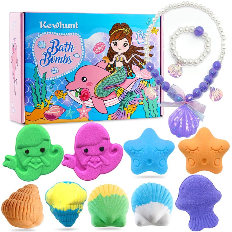 Photo 1 of **2PACK**Bath Bombs for Kids -9 Pcs Bath Bombs for Girls, Bath Bomb Gift Set, Kids Bath Bombs with Jewelry Necklace Bracelet, Natural Bubble Bath, Mermaid Bathbombs for Girls Birthday Party Gifts