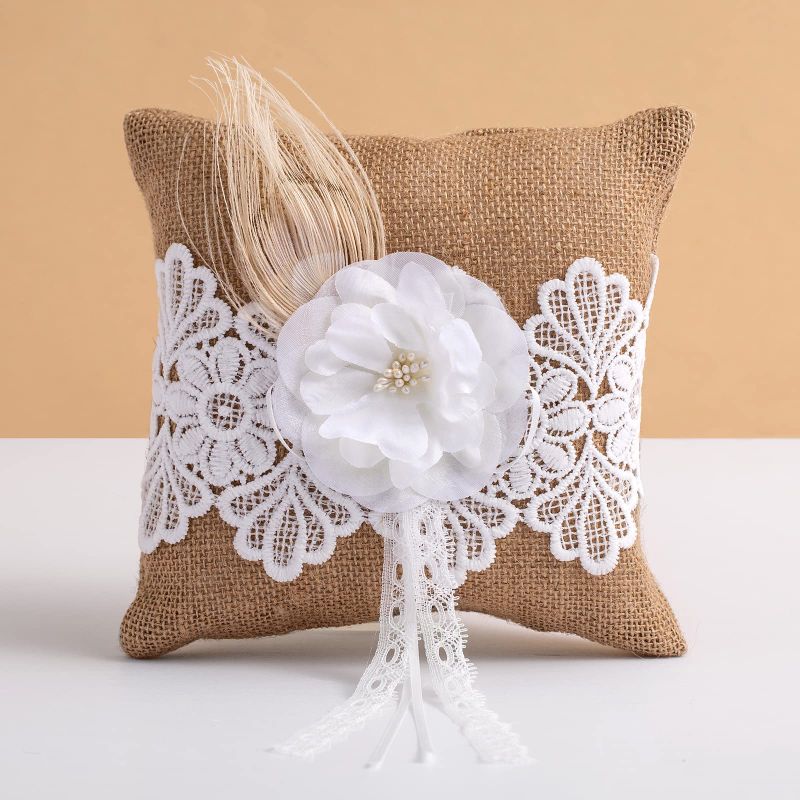 Photo 1 of  Ring Bearer Pillow for Vintage Rustic Wedding Ceremony