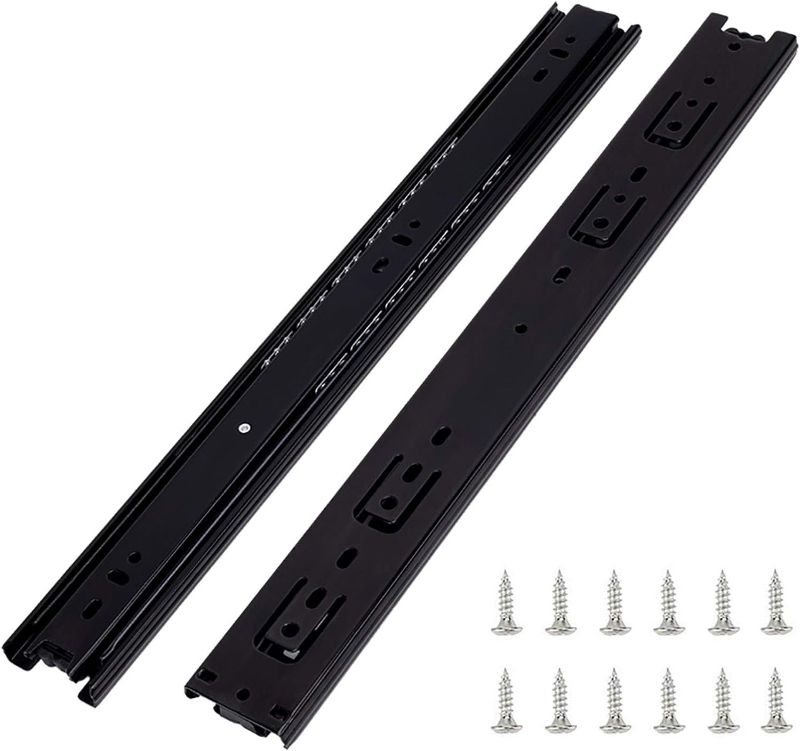 Photo 1 of 10 Pairs of 18 Inch Hardware 3-Section Full Extension Ball Bearing Side Mount Drawer Slides,100 LB Capacity Drawer Slide 18 Inch Black