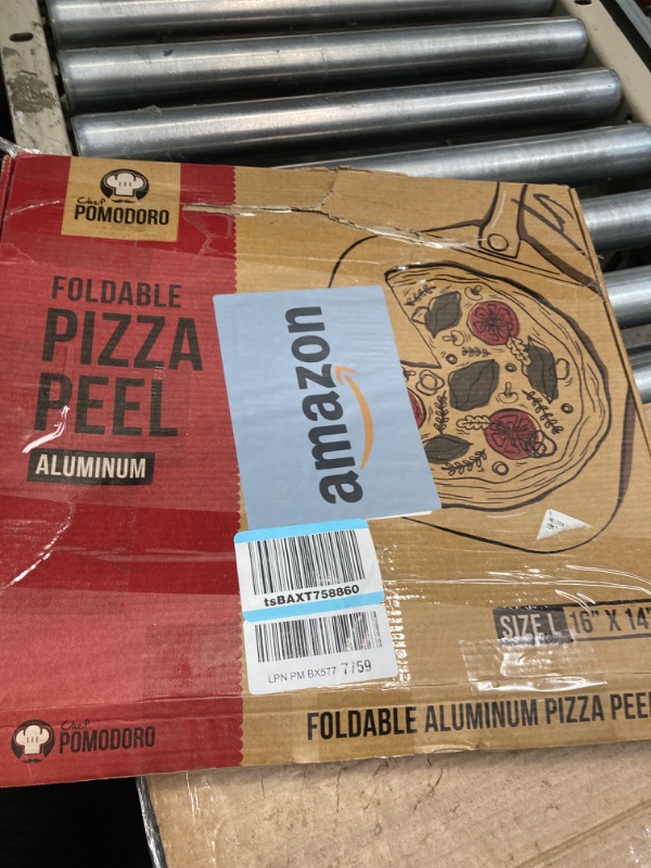 Photo 1 of ***DAMAGE BOX*** Chef Pomodoro Aluminum Metal Pizza Peel with Foldable Wood Handle for Easy Storage, Pizza Spatula, Gourmet Luxury Pizza Paddle for Baking Homemade Pizza Bread (16 x 14 inch)