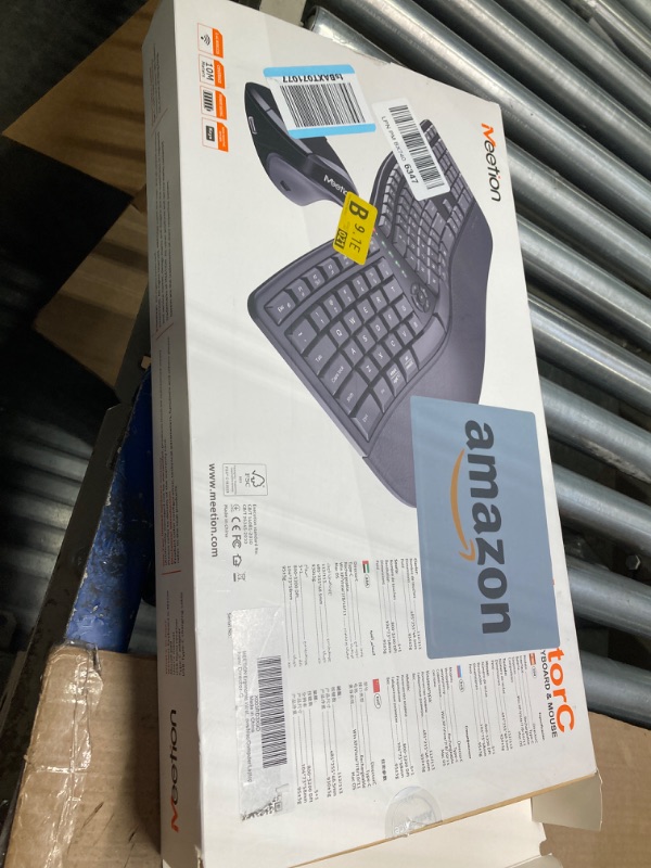 Photo 4 of MEETION Ergonomic Wireless Keyboard and Mouse, Ergo Keyboard with Vertical Mouse, Split Keyboard with Cushioned Wrist, Palm Rest, Natural Typing, Rechargeable, Full Size, Windows/Mac/Computer/Laptop